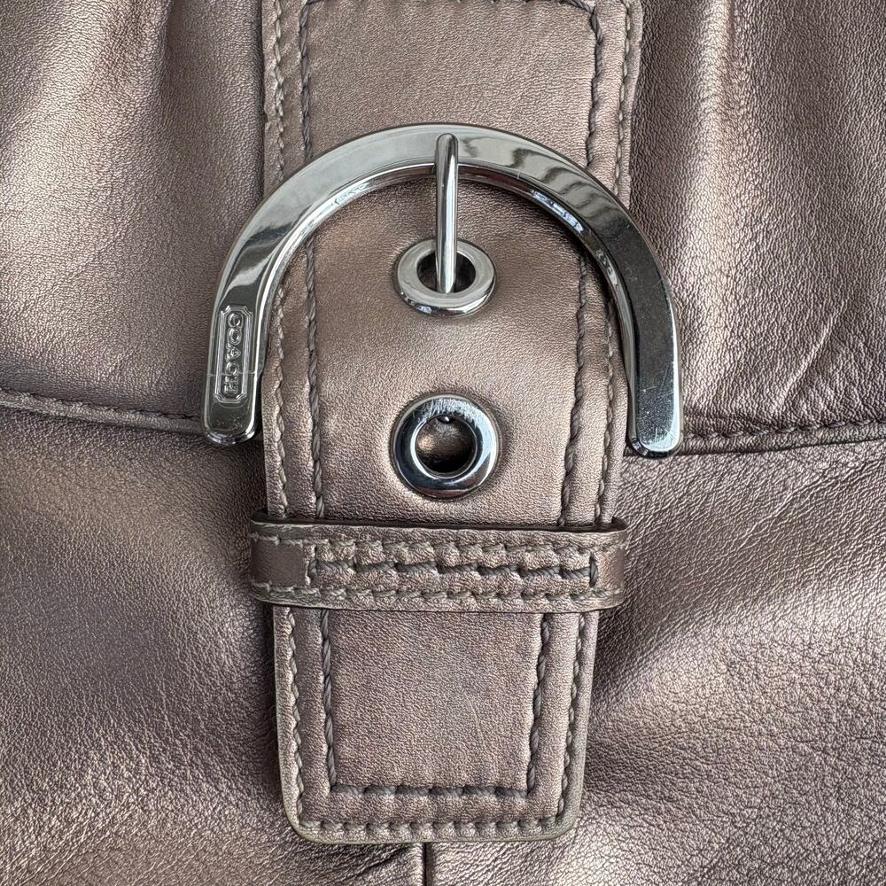 Coach Purse Soho Pleated Shoulder Bag Baguette Bronze Metallic F18217 - Picture 6 of 16